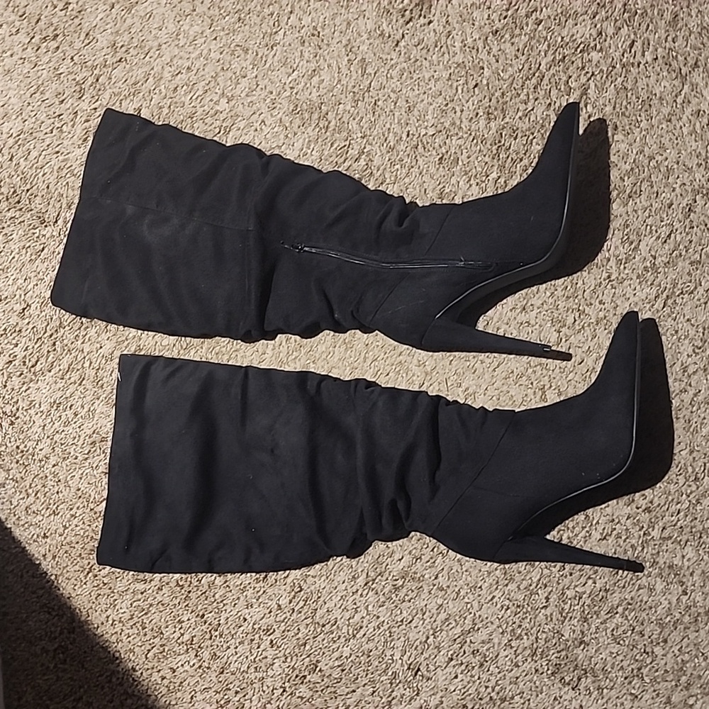 Knee high suede boots